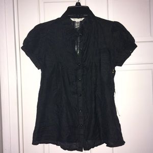 Forever 21 black sheer button down shirt/blouse